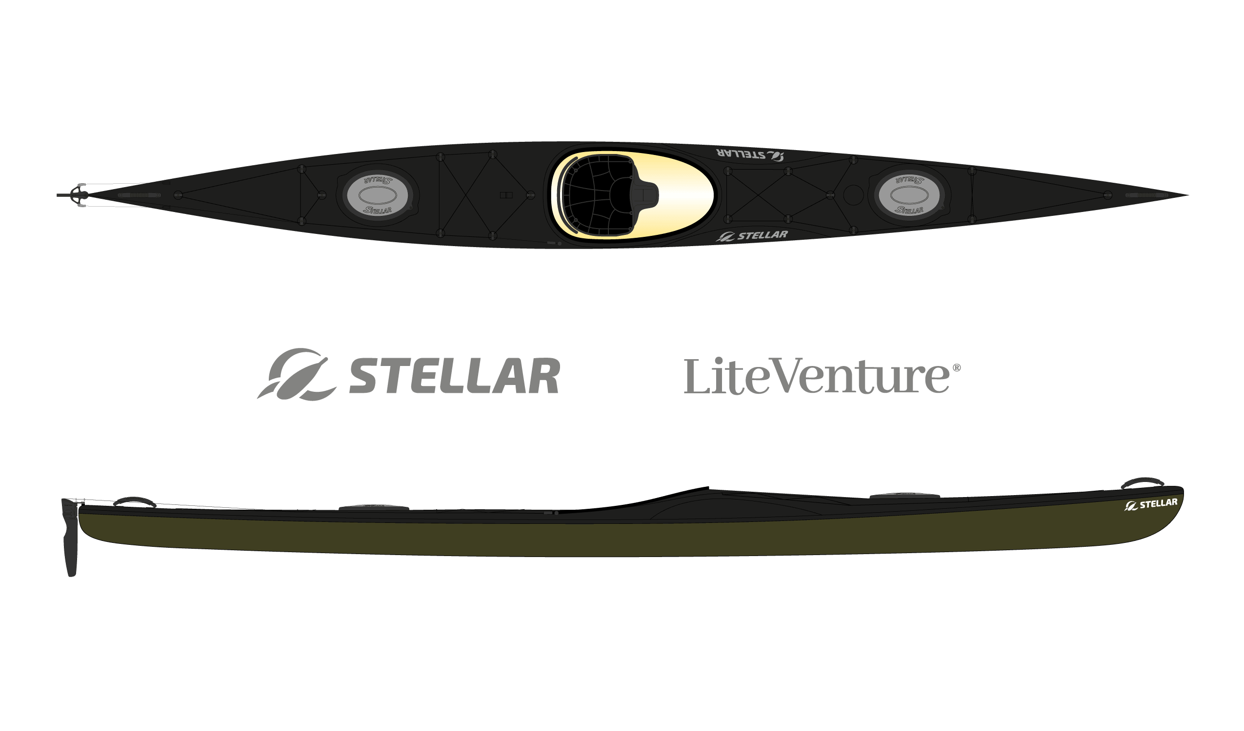 Produktbild von Kajak " S18 R Multisport-schwarz " der Marke STELLAR Lightweight für 3390.00 €. Erhältlich online bei Lite Venture ( www.liteventure.de )