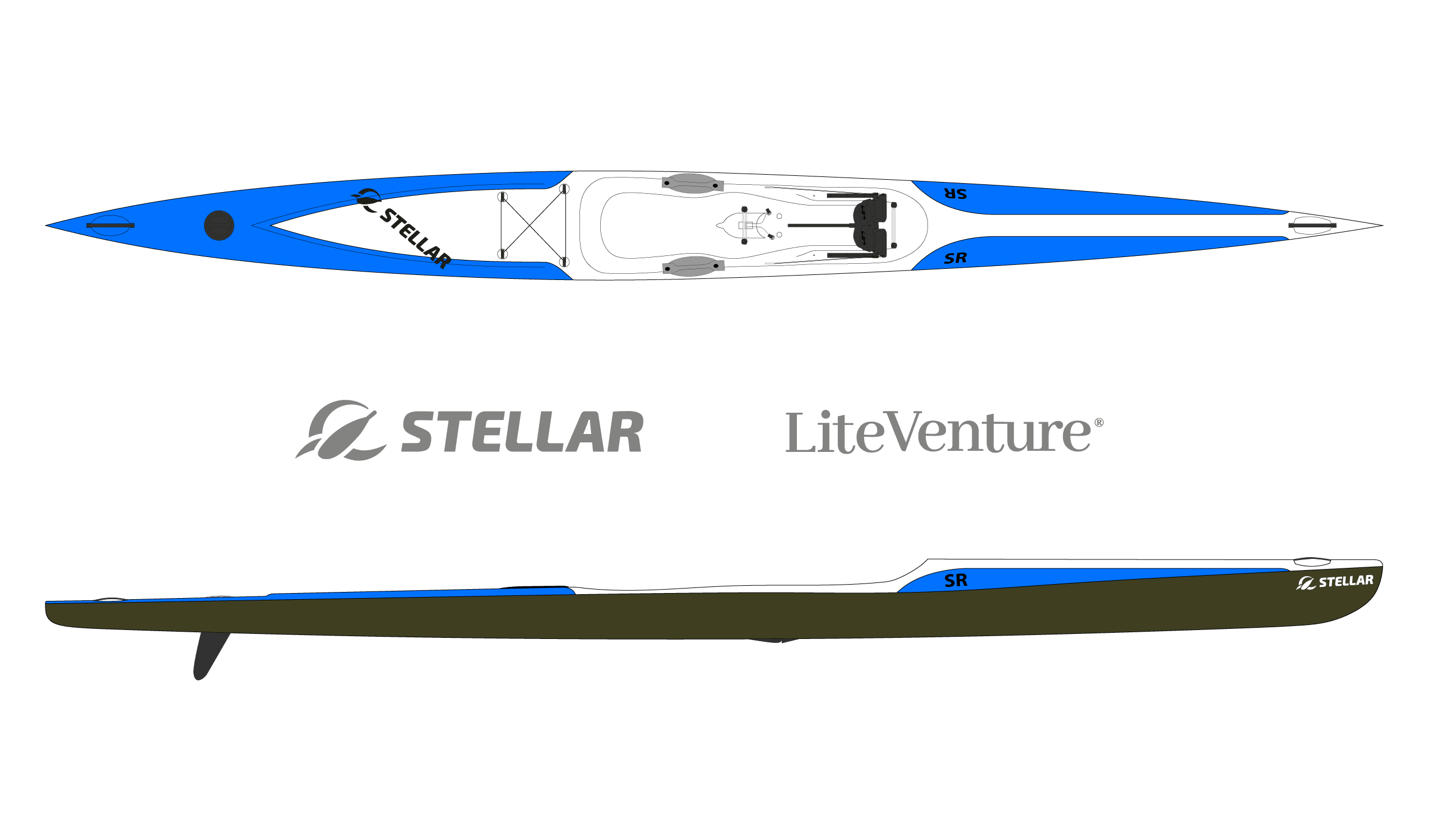 Produktbild von Kajak " SR Multisport-blau weiß " der Marke STELLAR Lightweight für 2690.00 €. Erhältlich online bei Lite Venture ( www.liteventure.de )