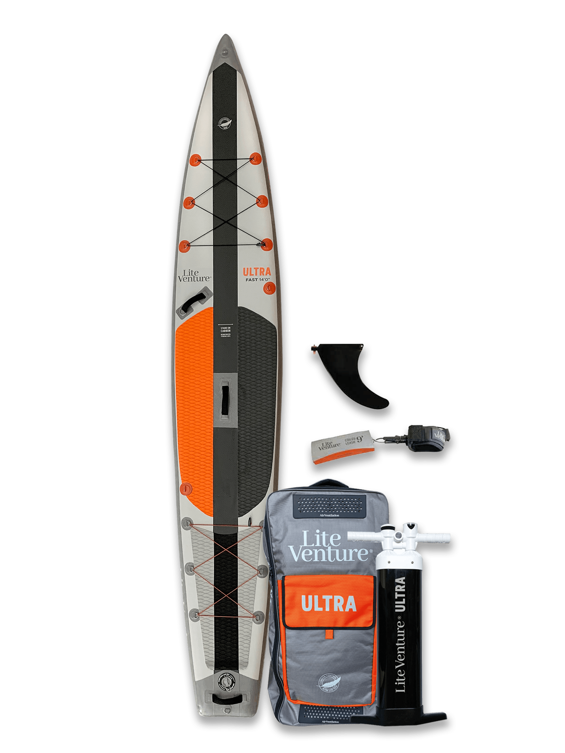 Produktbild von SUP " ULTRA Fast-14'0" x 28"-orange grau " der Marke Lite Venture für 1195.00 €. Erhältlich online bei Lite Venture ( www.liteventure.de )